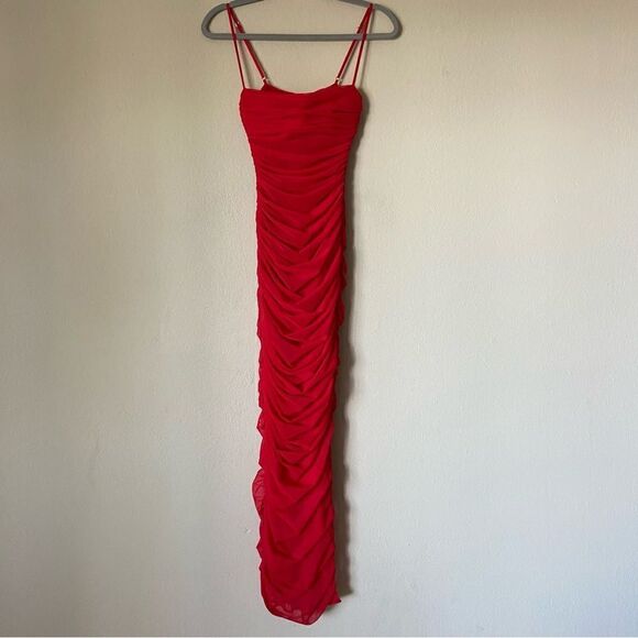 House of CB Fornarina Maxi Red Dress Tank Organza Bodycon Backless Mesh Size XS - Picture 14 of 17